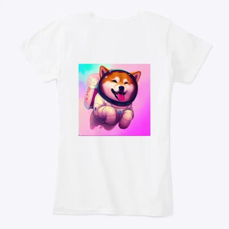 Cute happy shiba inu astronaut